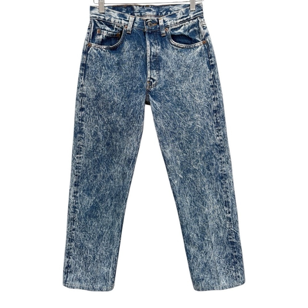 Vintage Levi's 501 Slim Leg Acid Wash Denim Jeans Size 26